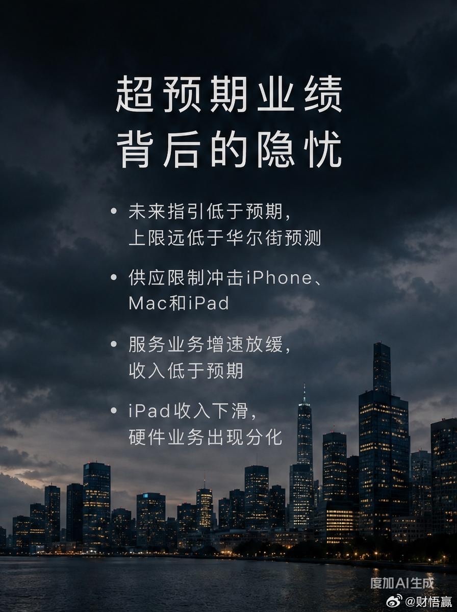 苹果最新财报全线超预期，盘后股价却一度暴跌超8%，为什么？投资者看的不是过去，而