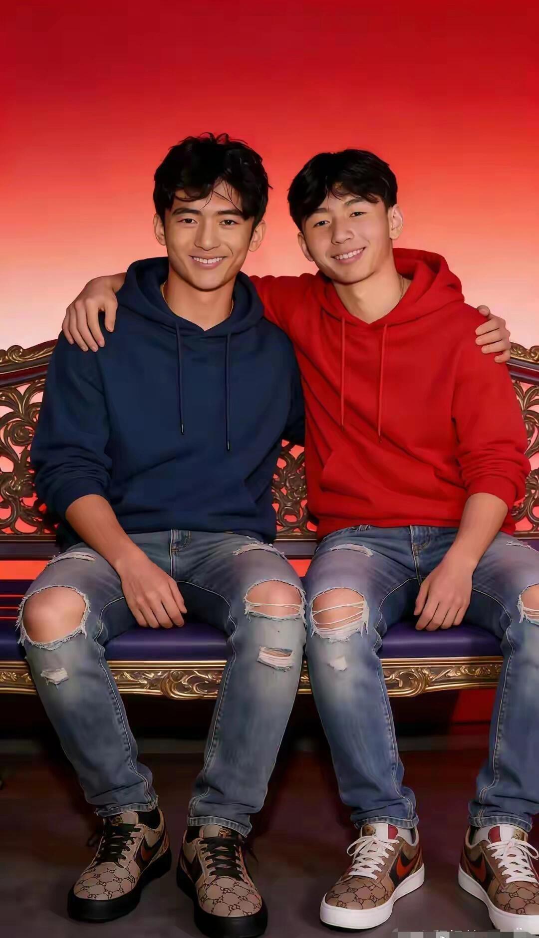 谢霆锋两个儿子，一个像爸一个像妈，兄弟俩笑容满面，默契十足，真是好哥俩 ​​​