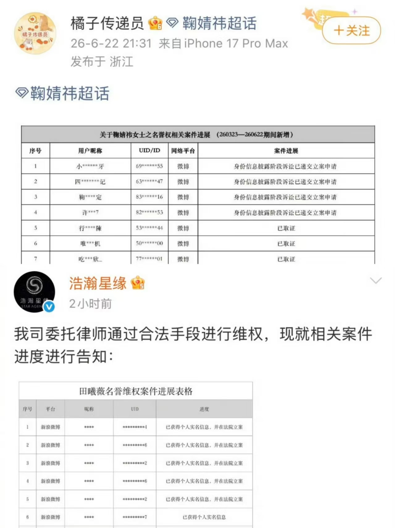 鞠婧祎田曦薇都开始告黑了鞠婧祎田曦薇都发了告黑名单鞠婧祎田曦薇方都开始告黑了，