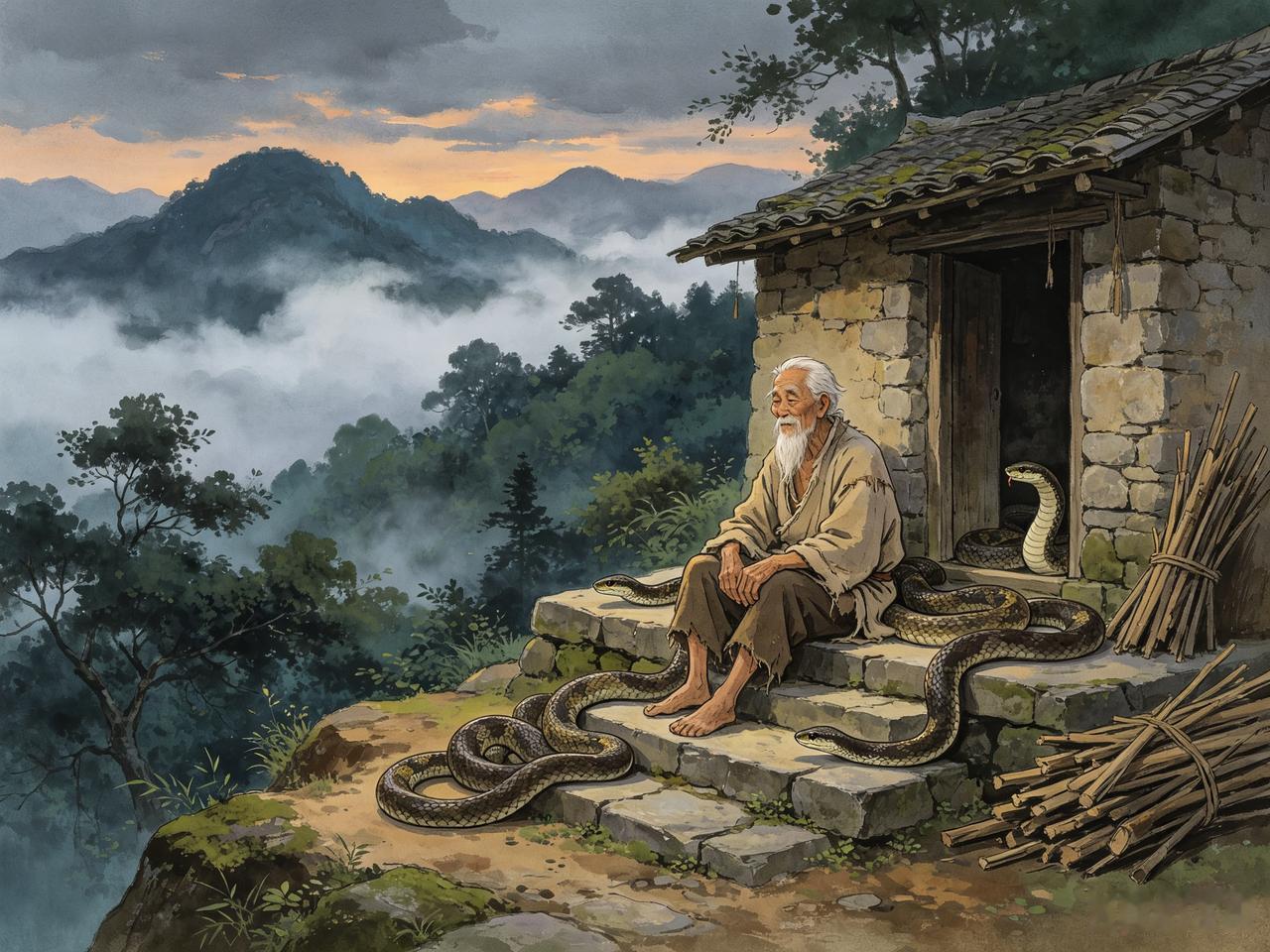 罗贵是惠州人，他特别喜欢蛇，一辈子都和蛇待在一起。
他身体很特别，毒蛇从来不咬他