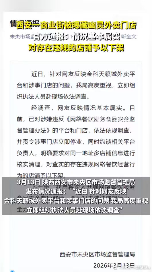 商业街被曝藏幽灵外卖门店已停业商业街藏幽灵外卖情况基本属实官方通报商业街幽灵外卖