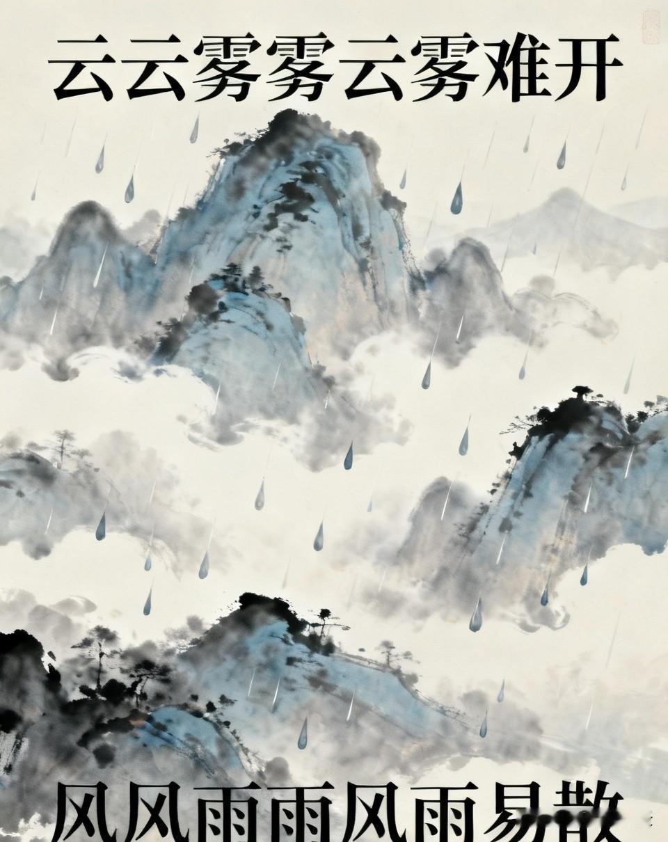 上联：云云雾雾云雾难开

下联：风风雨雨风雨易散