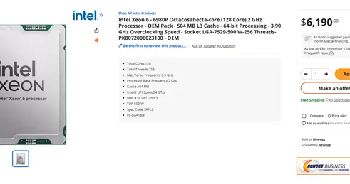 只剩原价一半！Intel旗舰至强6 6980P价格腰斩至6190美元史低