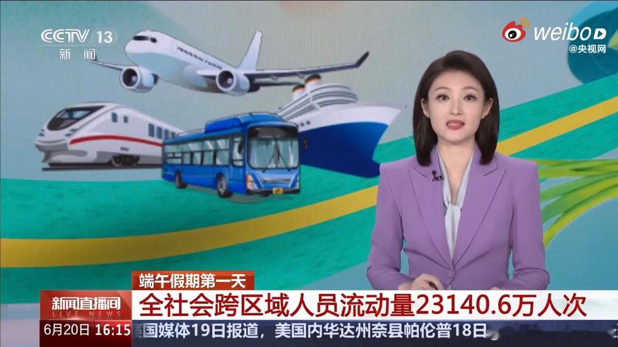 端午假期首日超2.3亿人次跨区域流动端午第一天居然有2.3亿人在外面到处挤。说白