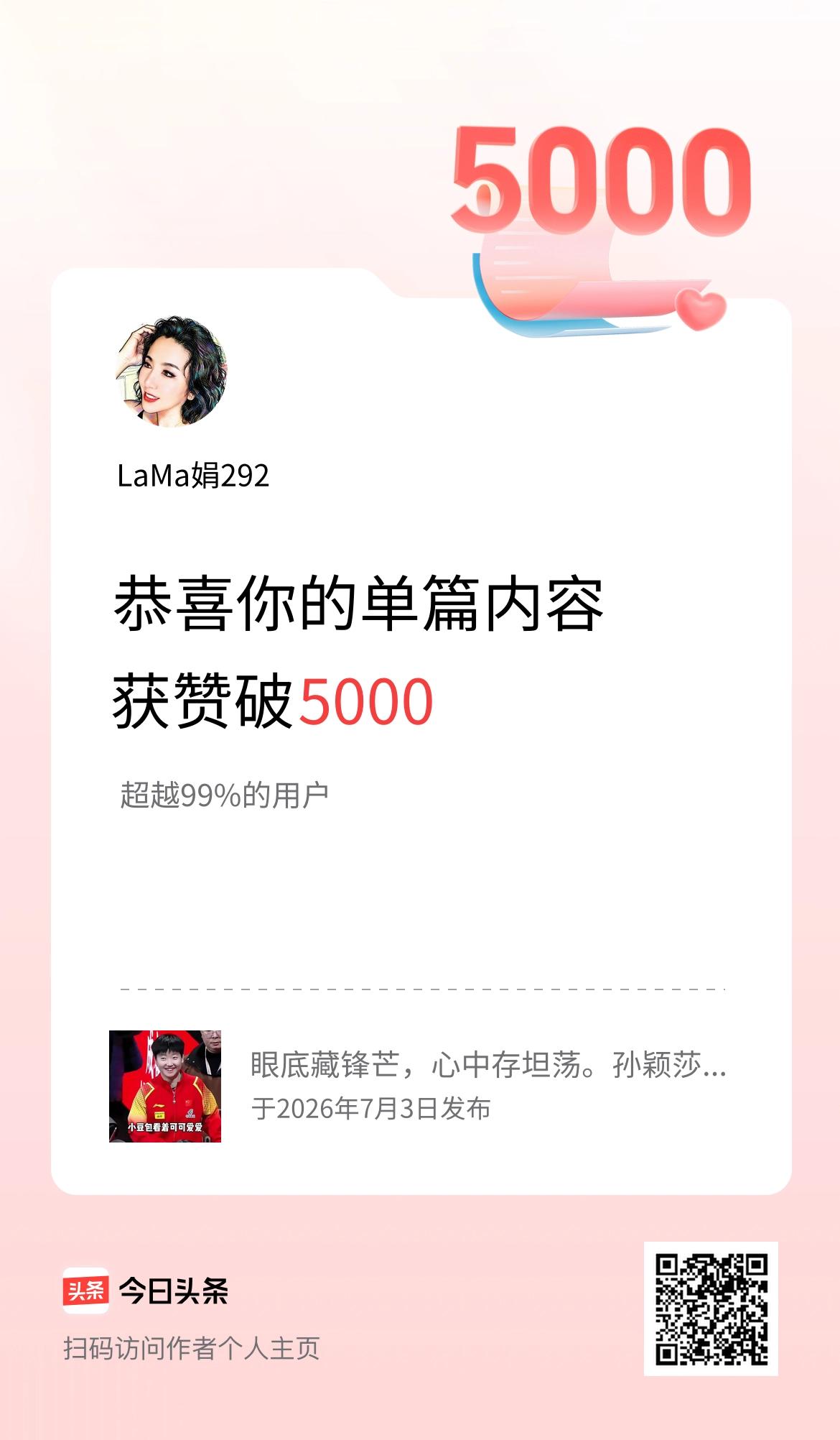 单篇内容获赞量破5000啦！