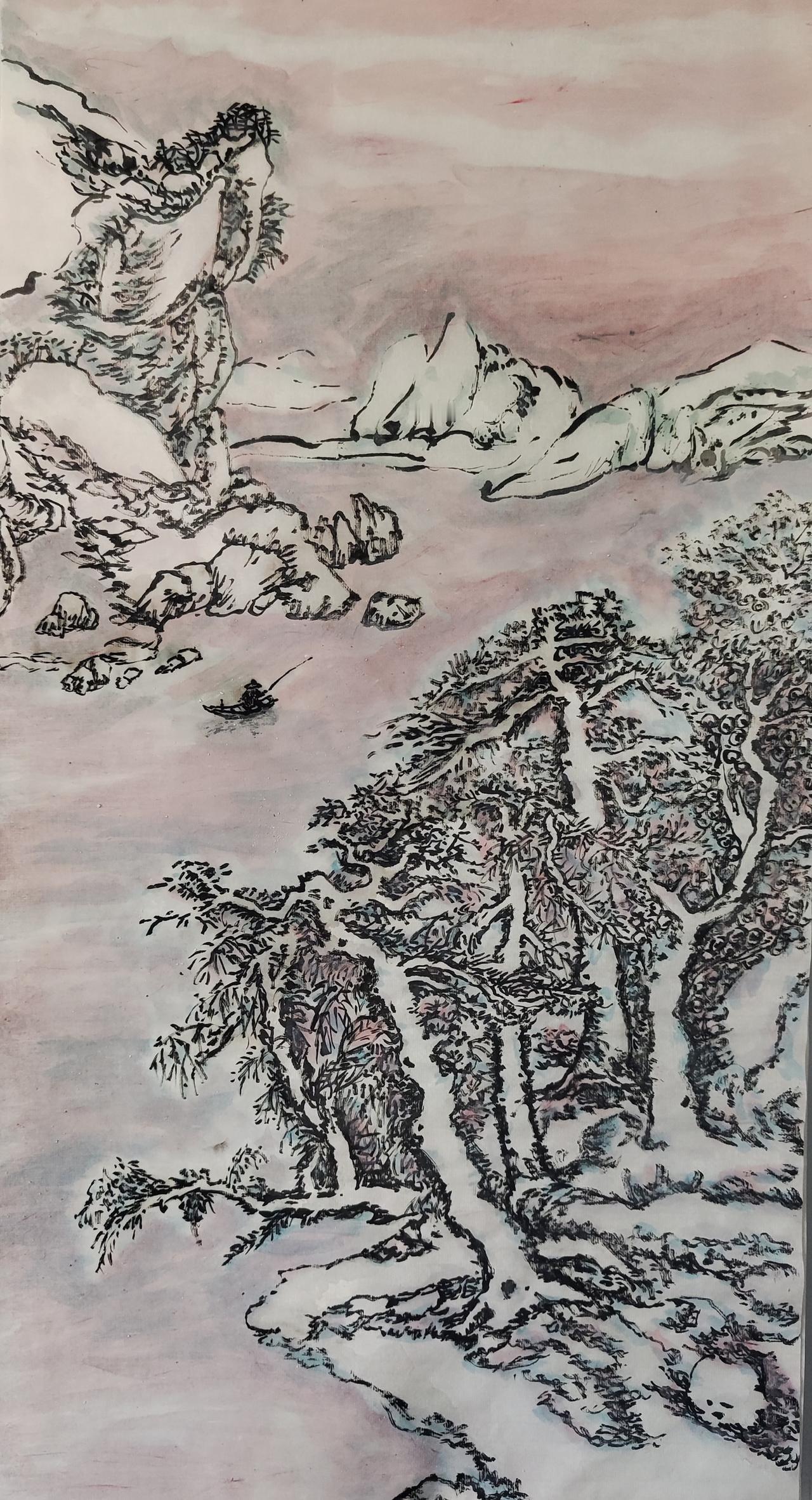 江雪垂钓组诗
 
总起
 
千山裹素锁寒烟，独钓江天一线牵。
 
分咏
 
1.