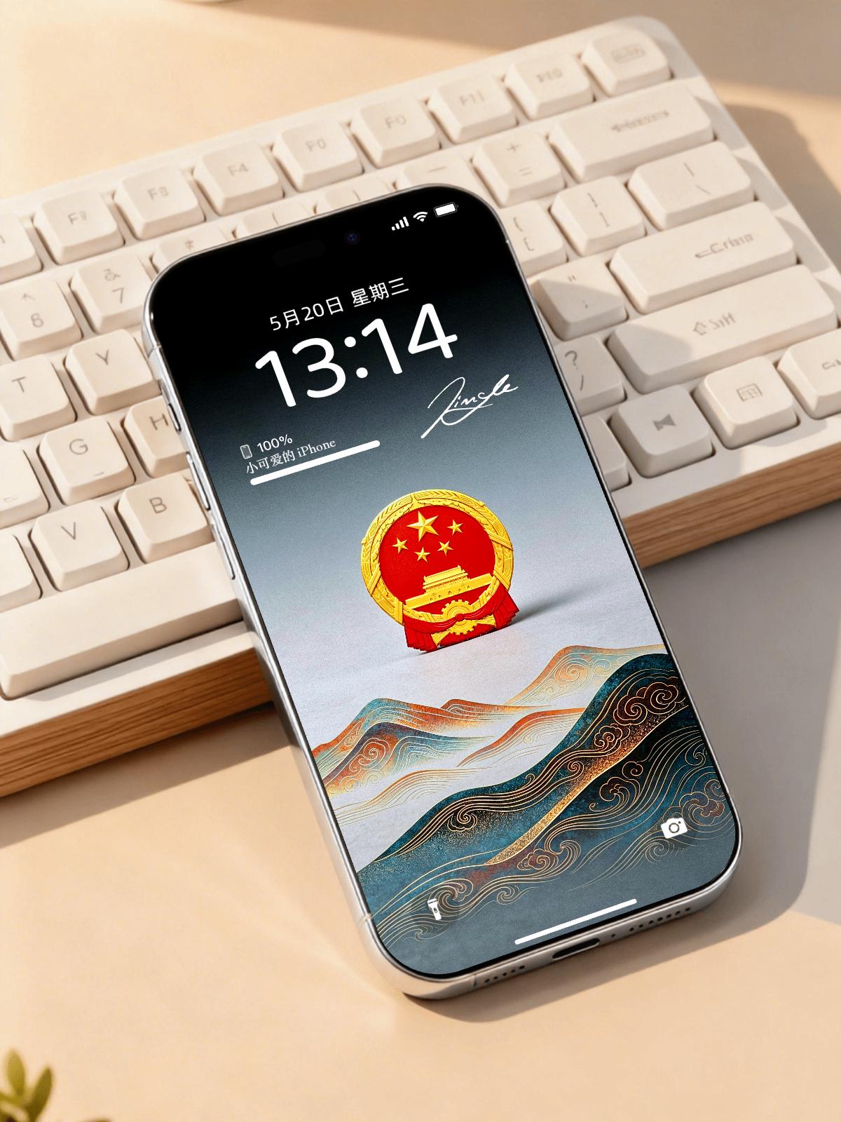 观点创作激励赛国徽为魂，山河为骨。极简的黑灰底色，搭配烫金山水纹样，把家国的磅礴