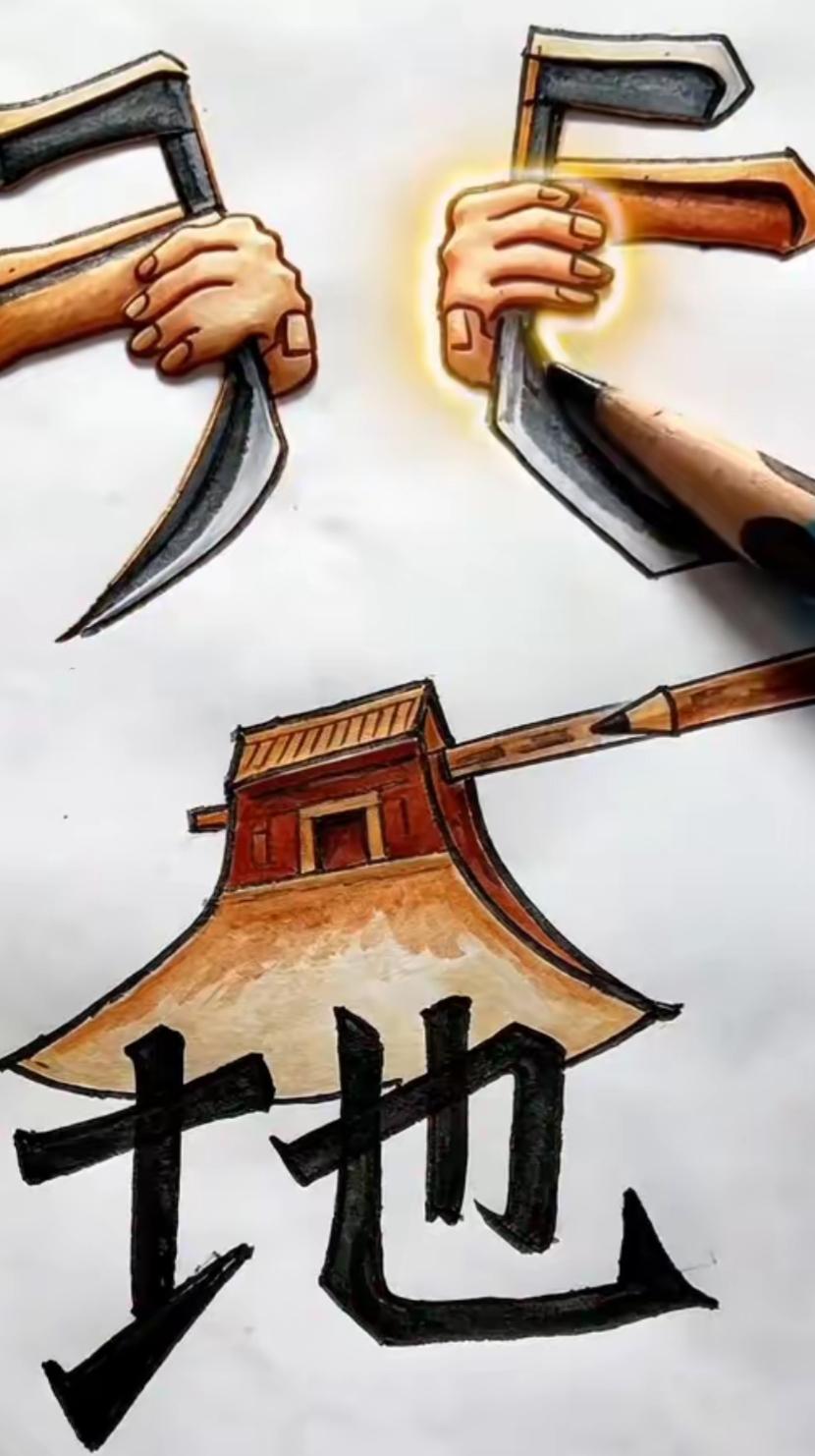 地生万物，人耕其上。看这个组合非常搞笑，开动大脑，开心快乐猜词语。