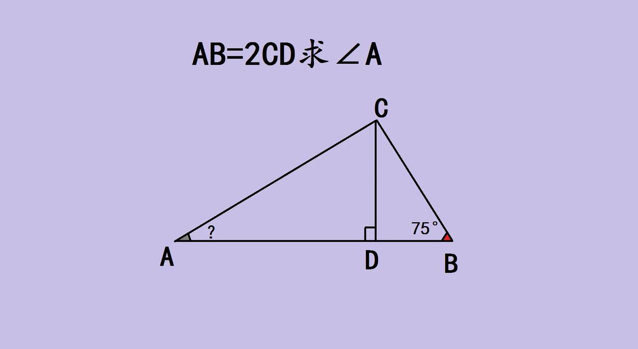 家人们，来看这道有意思的几何题！已知在图中，AB = 2CD ，CD垂直AB，角