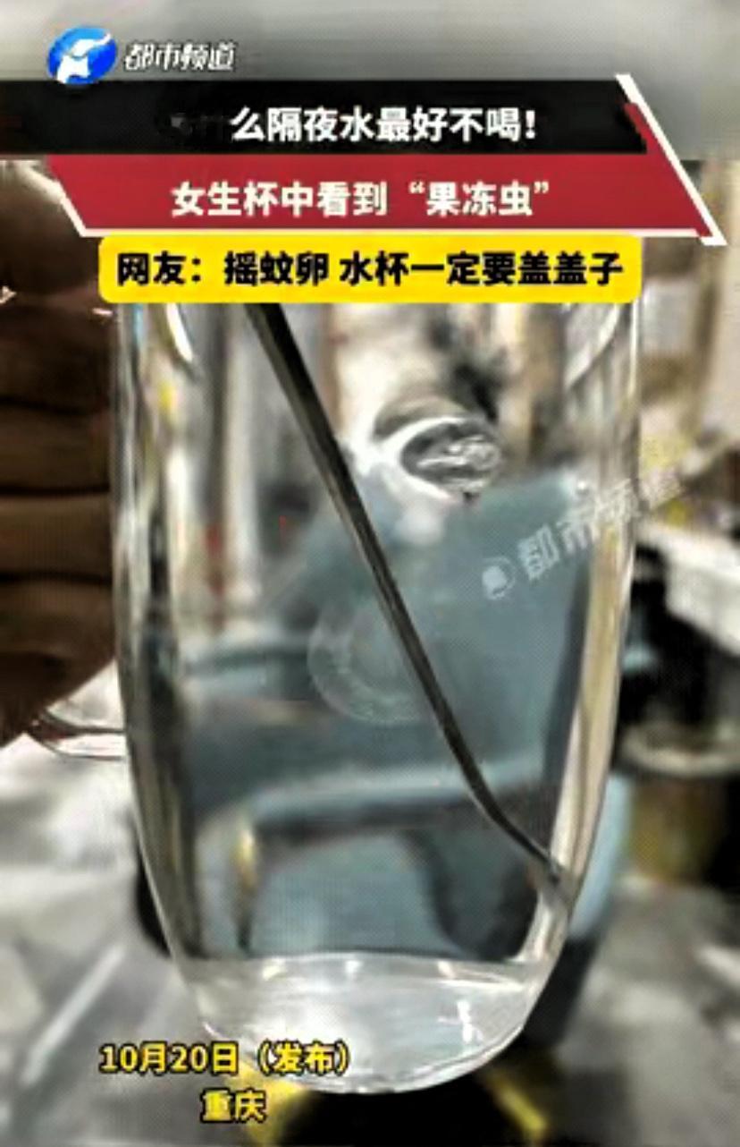 重庆女子喝隔夜水，
低头看清杯子里的东西，
当场头皮发麻！

睡前随手放的一杯水