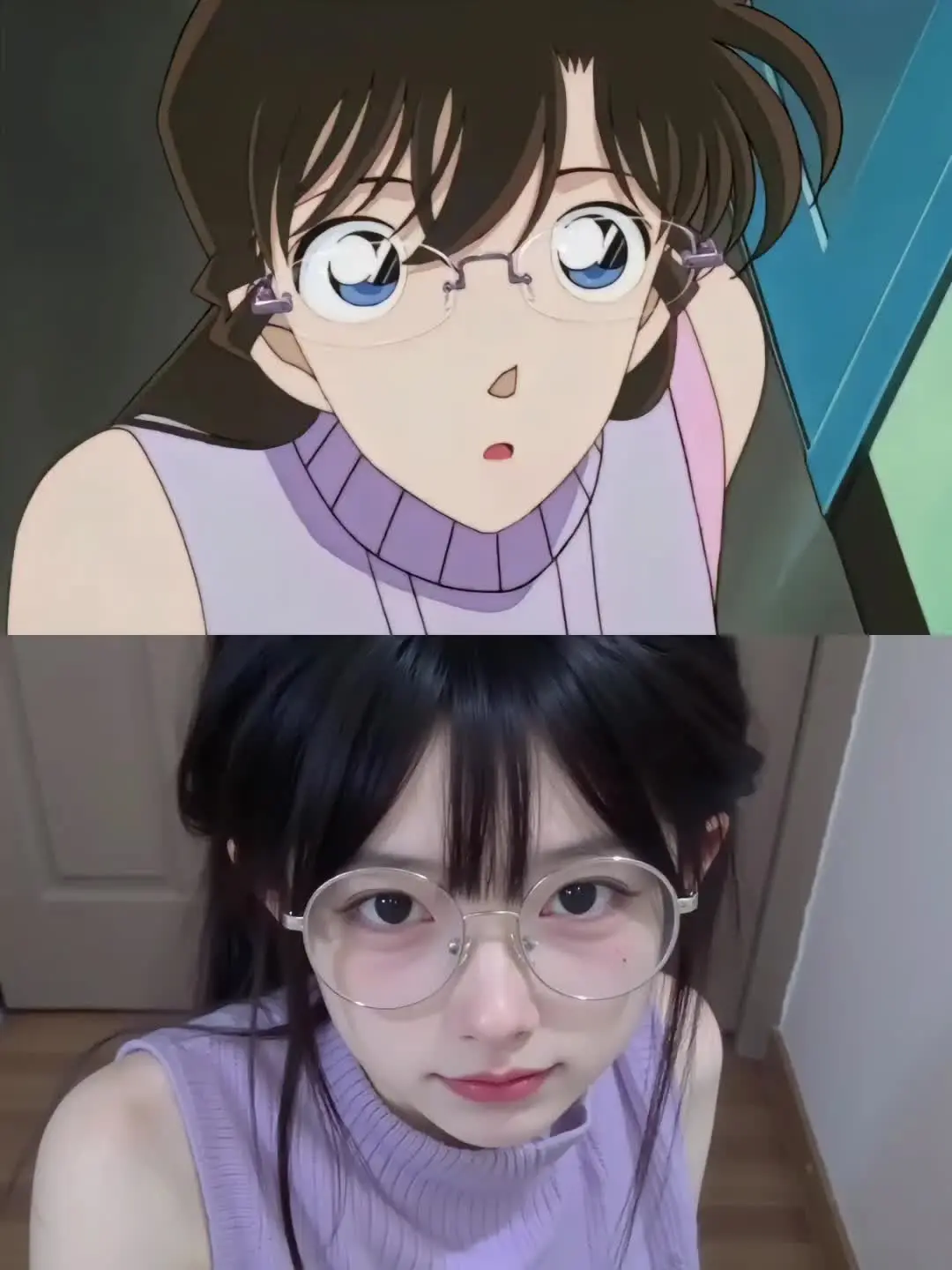 戴上眼镜更像妈妈了