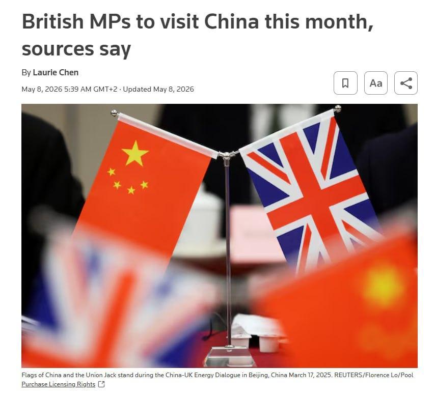 据路透社报道，一个由英国议员组成的跨党派代表团将于本月晚些时候访问中国，进行为期