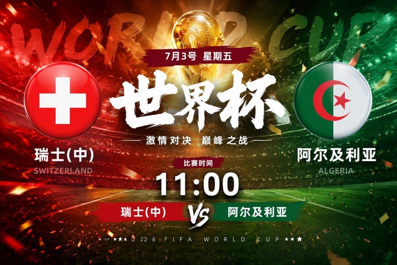 🏆 世界杯｜7月3日🇨🇭 瑞士 VS 阿尔及利亚 🇩🇿⏰ 11:00 