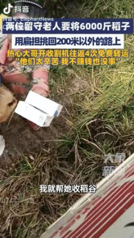 “骨子里的善良！”9月10日，江西宜春，两位留守老人要将6000斤的稻子，用扁担