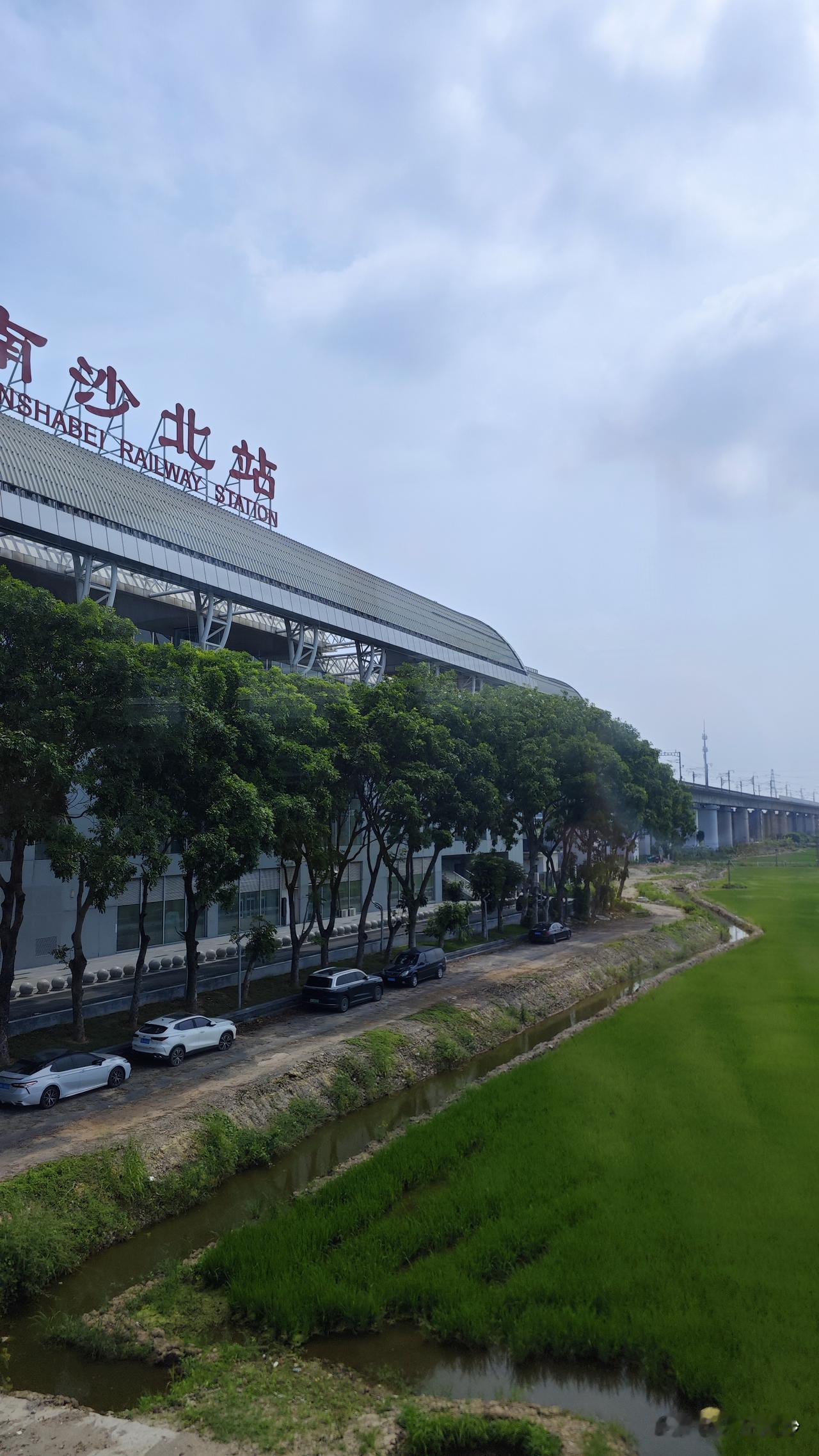 南沙独特风景！南沙北站出来一片绿油油的田，当然这还不算什么。等未来南沙站建好，游