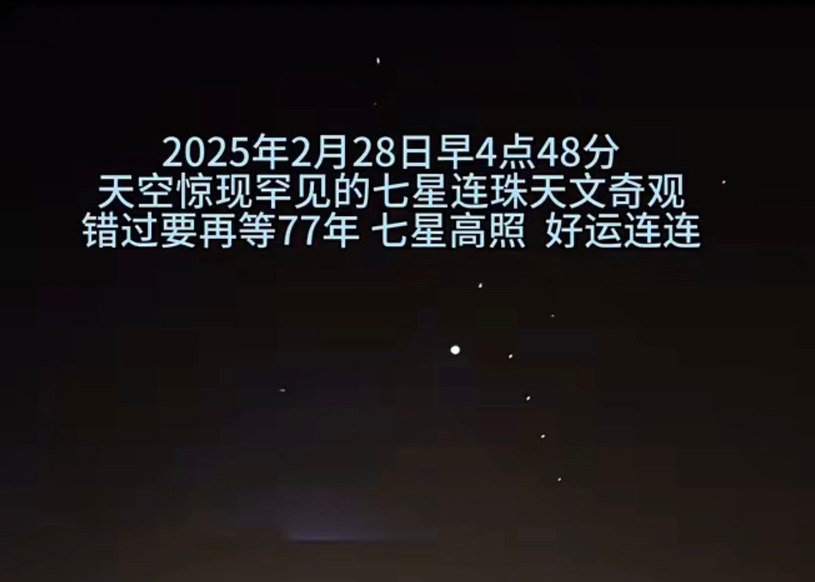 七星连珠  哇！好直观、好明显的七星连珠，国家地理直播的七星连珠好清晰。 