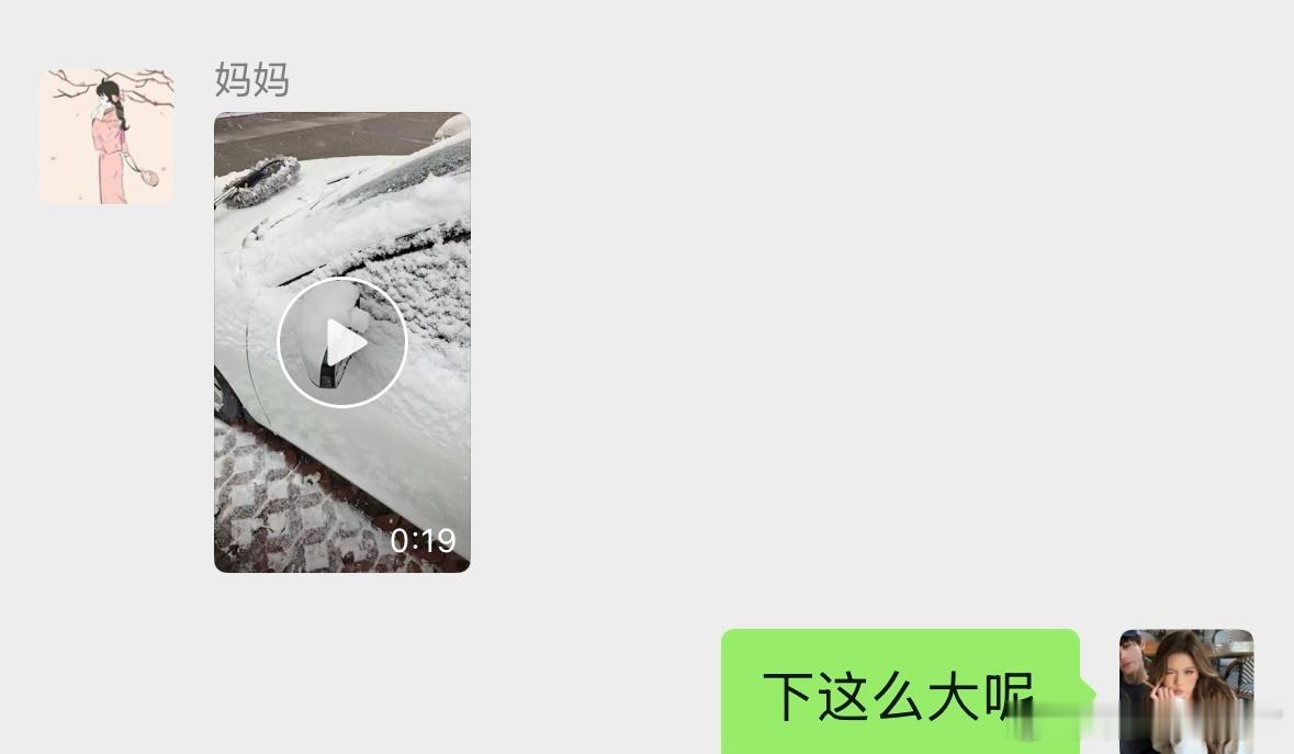 下雪我们东北已经下雪了，早上老爸老妈给我发的视频拍车上一层厚厚积雪了，家里他俩的