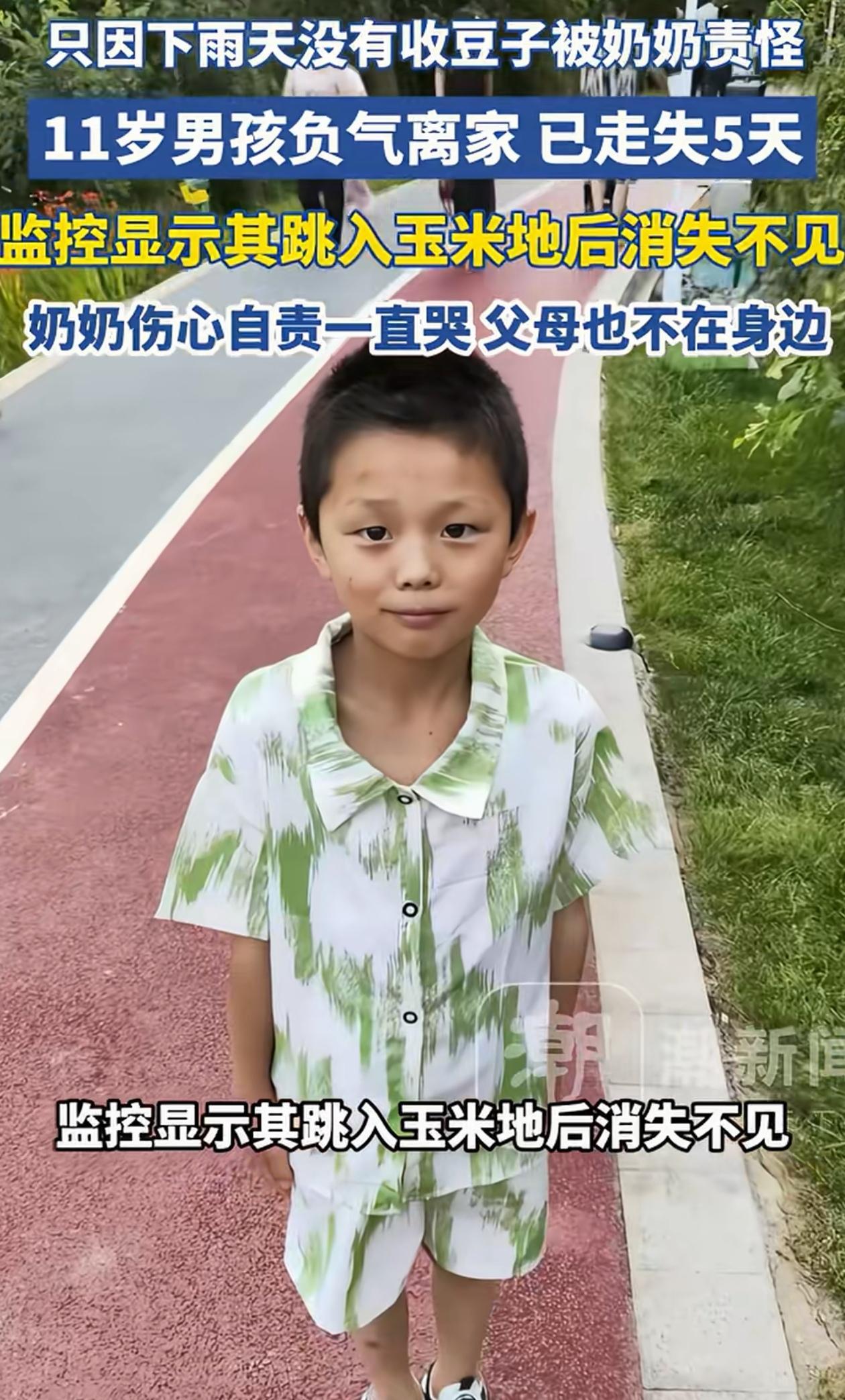揪心！担心的事还是发生了！云南11岁男孩忘记收豆子遭奶奶责骂，赌气出走失联5天