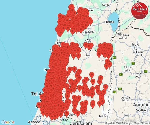 伊朗导弹齐射以色列以方消息称，伊朗这一波发射了超过37枚导弹 