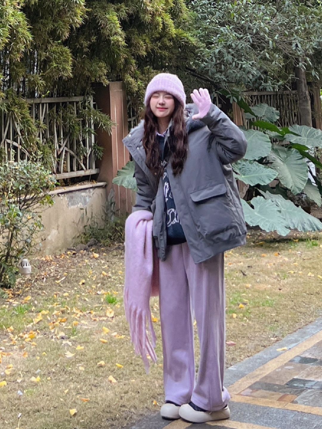 🎀毛领派克羽绒好保暖！灰➕粉韩系又温柔~