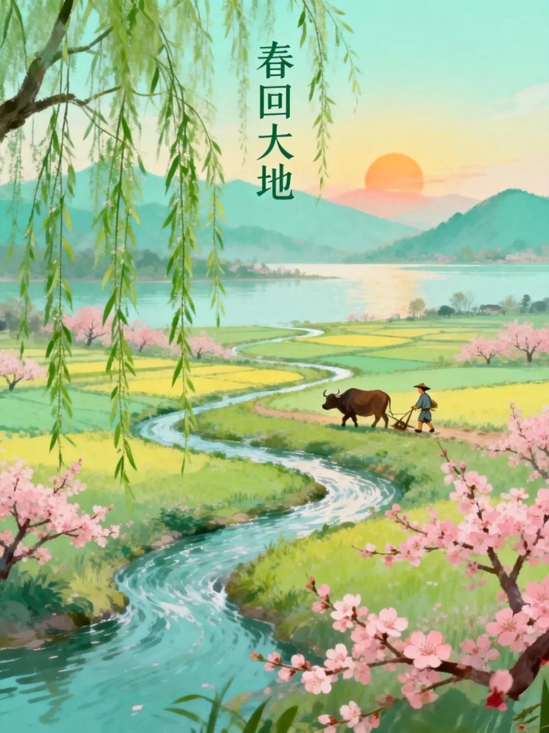 天净沙·春日寄友
春回日暖天长，
花开岁岁芬芳，
友情长存未央。
晨风送祥，
天