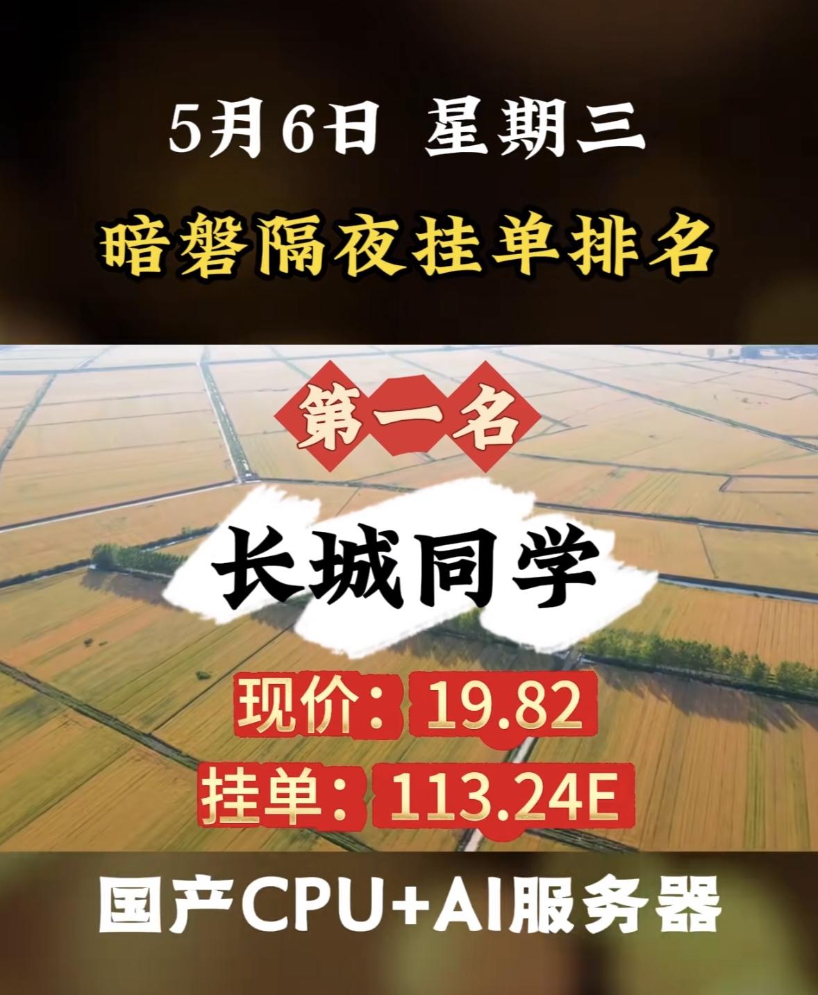 5月6日日周三暗盘隔夜挂单排行榜揭晓

5月6日周三暗盘隔夜挂单排行榜揭晓，这可