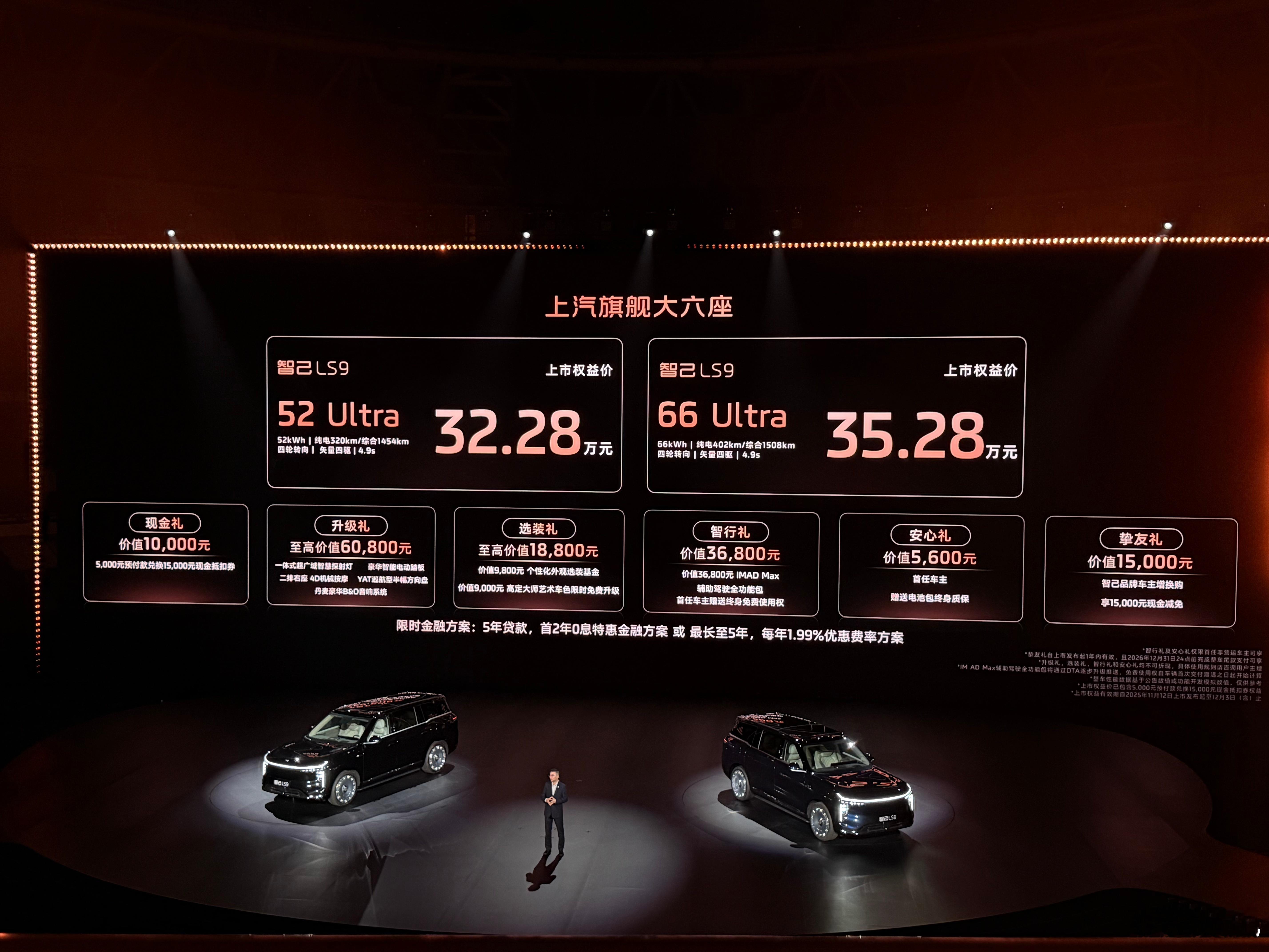 智己这次的SKU没有那么复杂了，LS9全系只有两个配置，发布会上听到得最多的就是