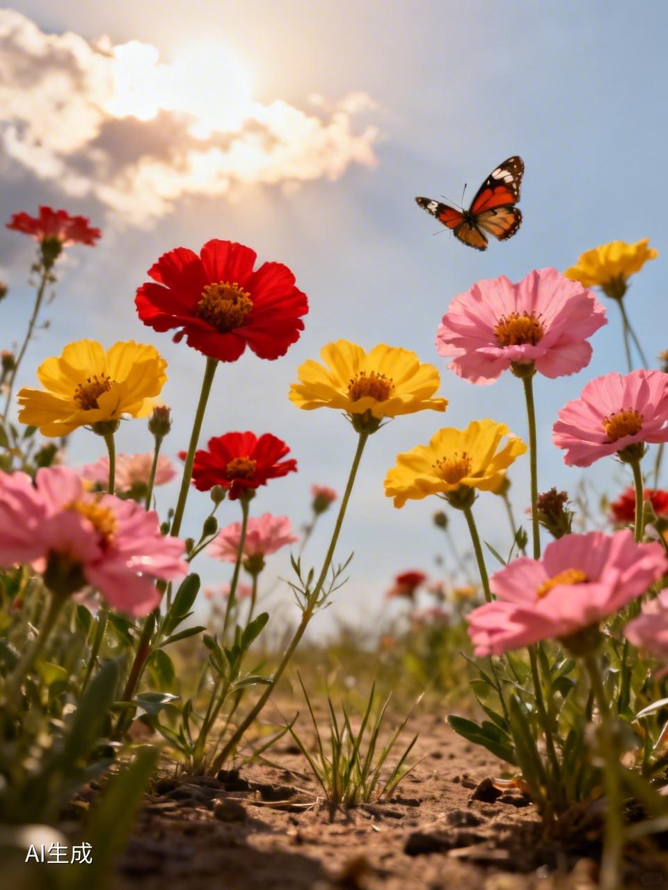 AI妙生图气温在升高，花儿在争艳。