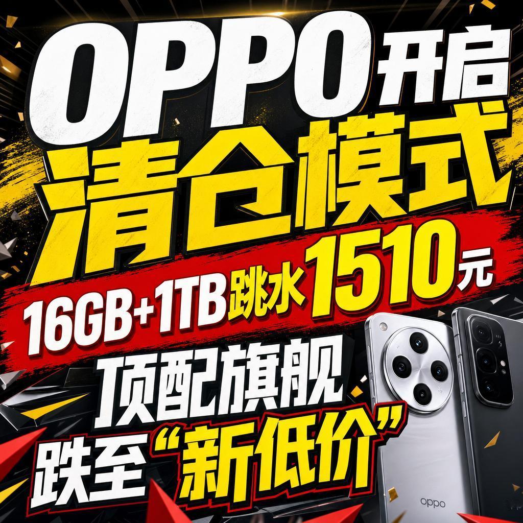 OPPO开启清仓模式，16GB+1TB跳水1510元，顶配旗舰跌至“新低价”
O