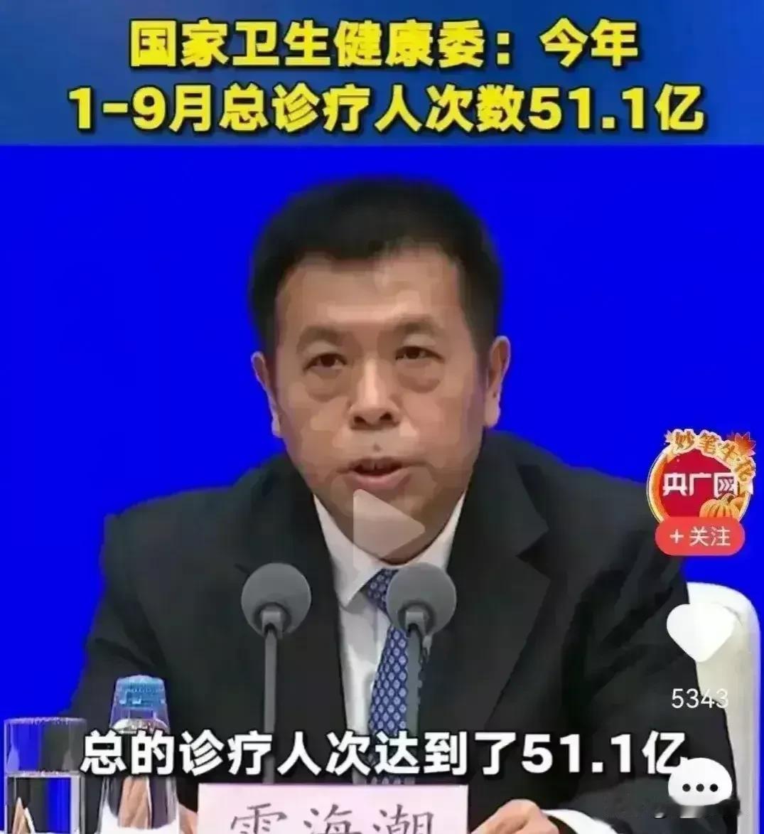 郁闷中！
卫生健康委发言人说：“我们的医疗条件好，就诊人次是在逐步增加的，短短9