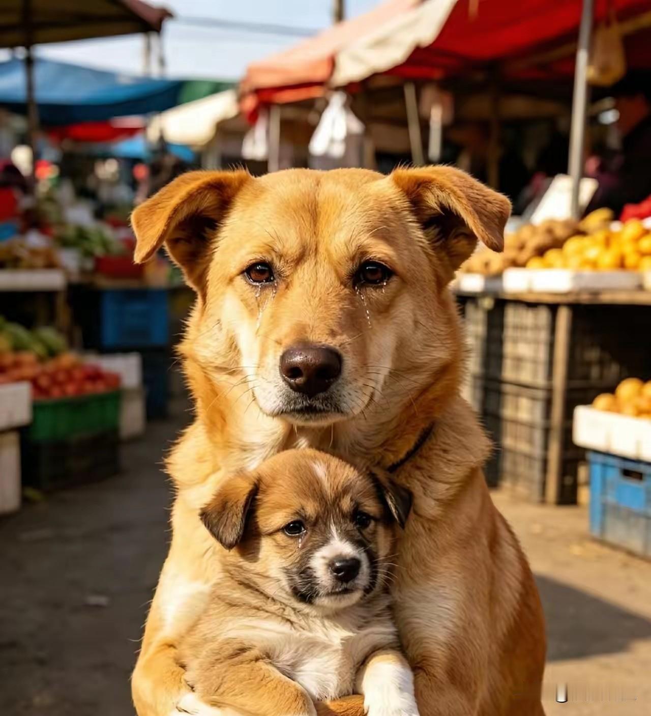 狗妈妈含泪抱紧幼犬不肯松开，世间母爱，从来不分物种
 
昨天回老家的时候，看到一