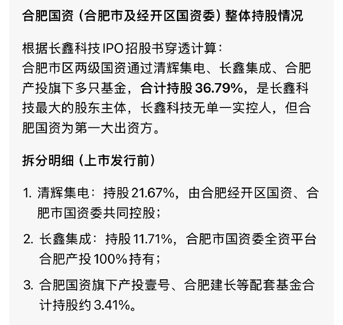 合肥国资持股长鑫市值超1万亿 今天亿万人瞩目的长鑫上市，合肥持有长鑫超过30%，