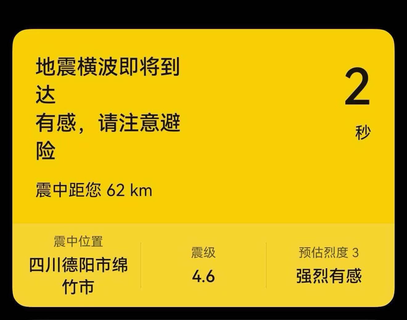 绵竹地震一天振两次吗？希望大家都平平安安健健康康的
