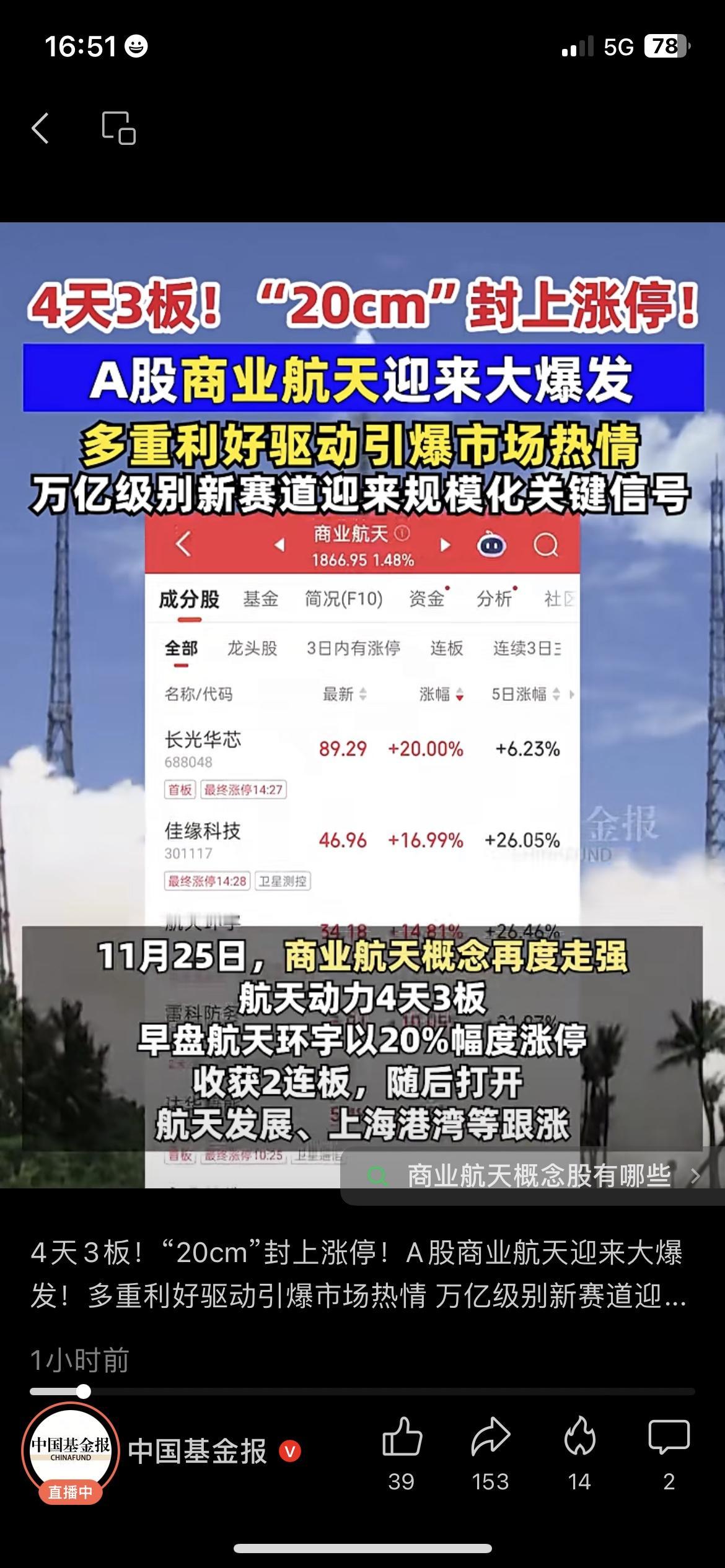 商业航天炸了！4天3板+20cm涨停，这10个应用要改变生活？

商业航天最近彻
