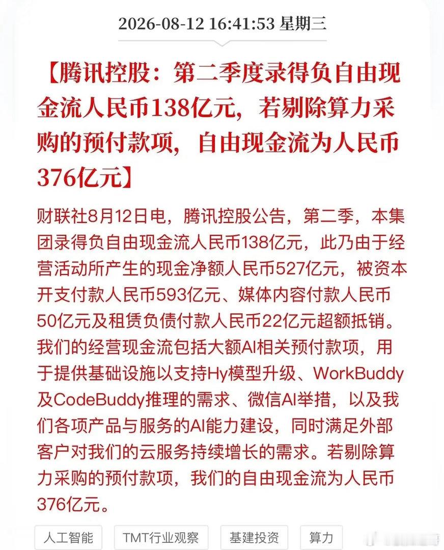 腾讯这波操作，属实是“一边疯狂烧钱，一边拼命搞钱”的典范！盘后，腾讯二季报重磅出
