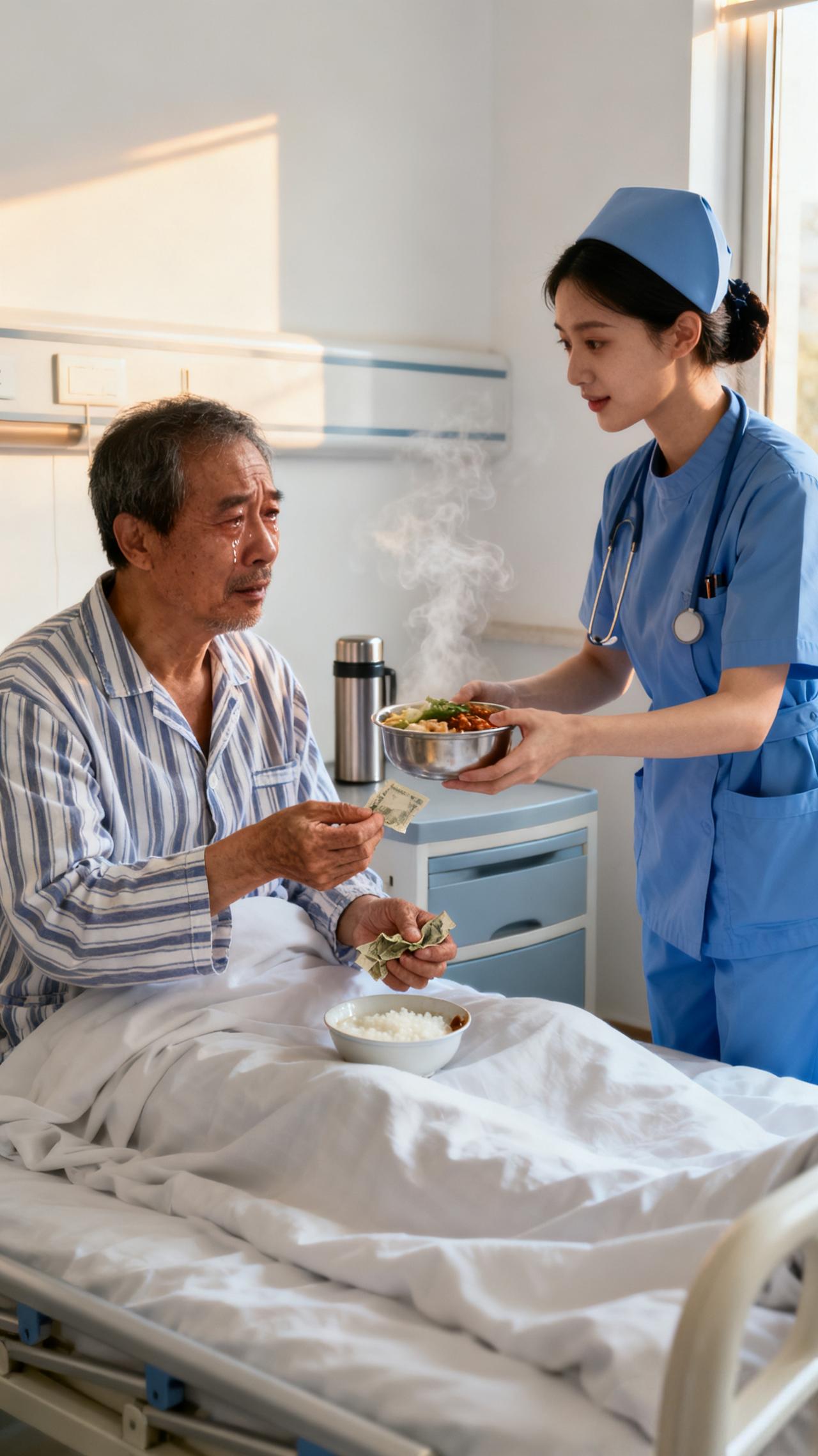 这个女护士真美！”辽宁鞍山护士巡房时，发现一位大叔孤零零地躺在病床上，身边没有老