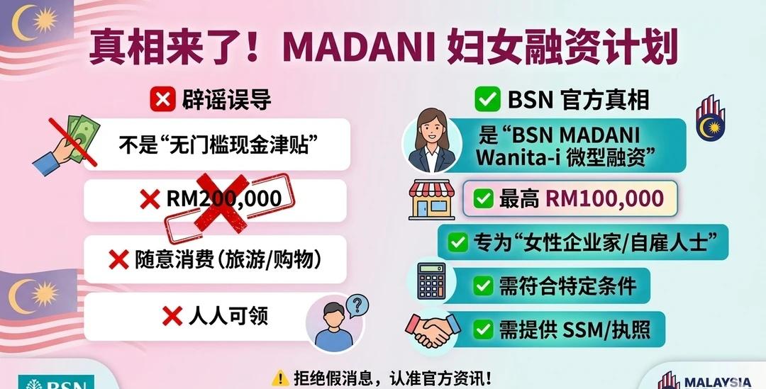 网传的MADANI WANITA津贴是假的!真相看这里
姐妹们，最近是不是在刷到