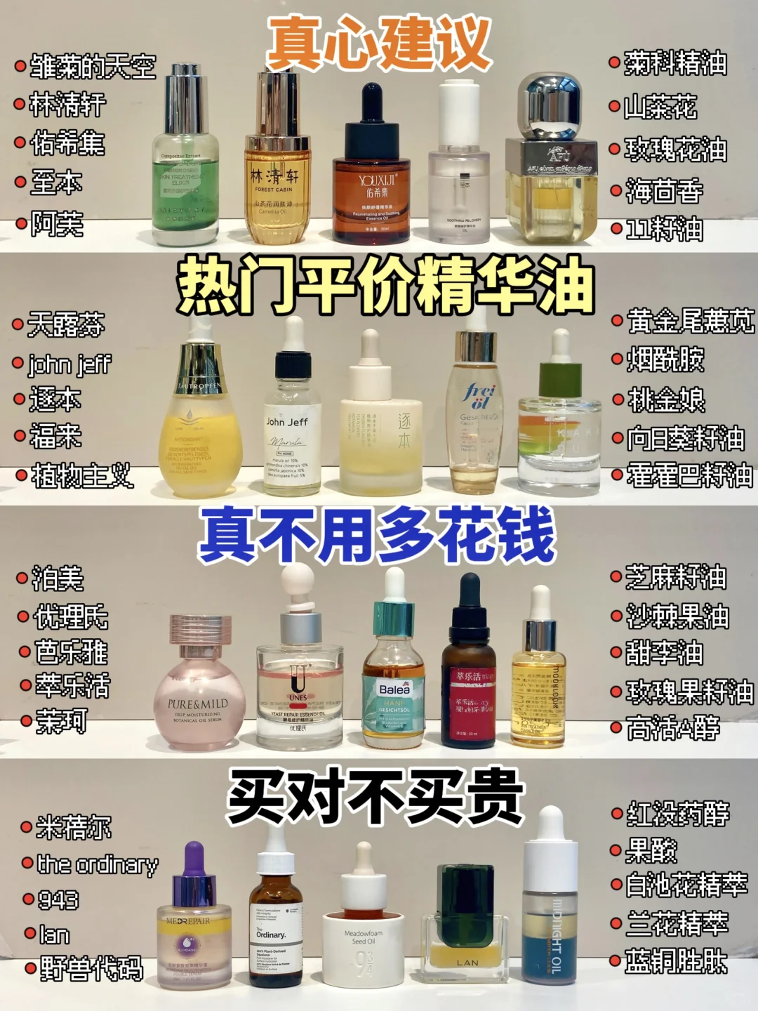 真不用多花钱！夏季热门精华油回购款不踩雷