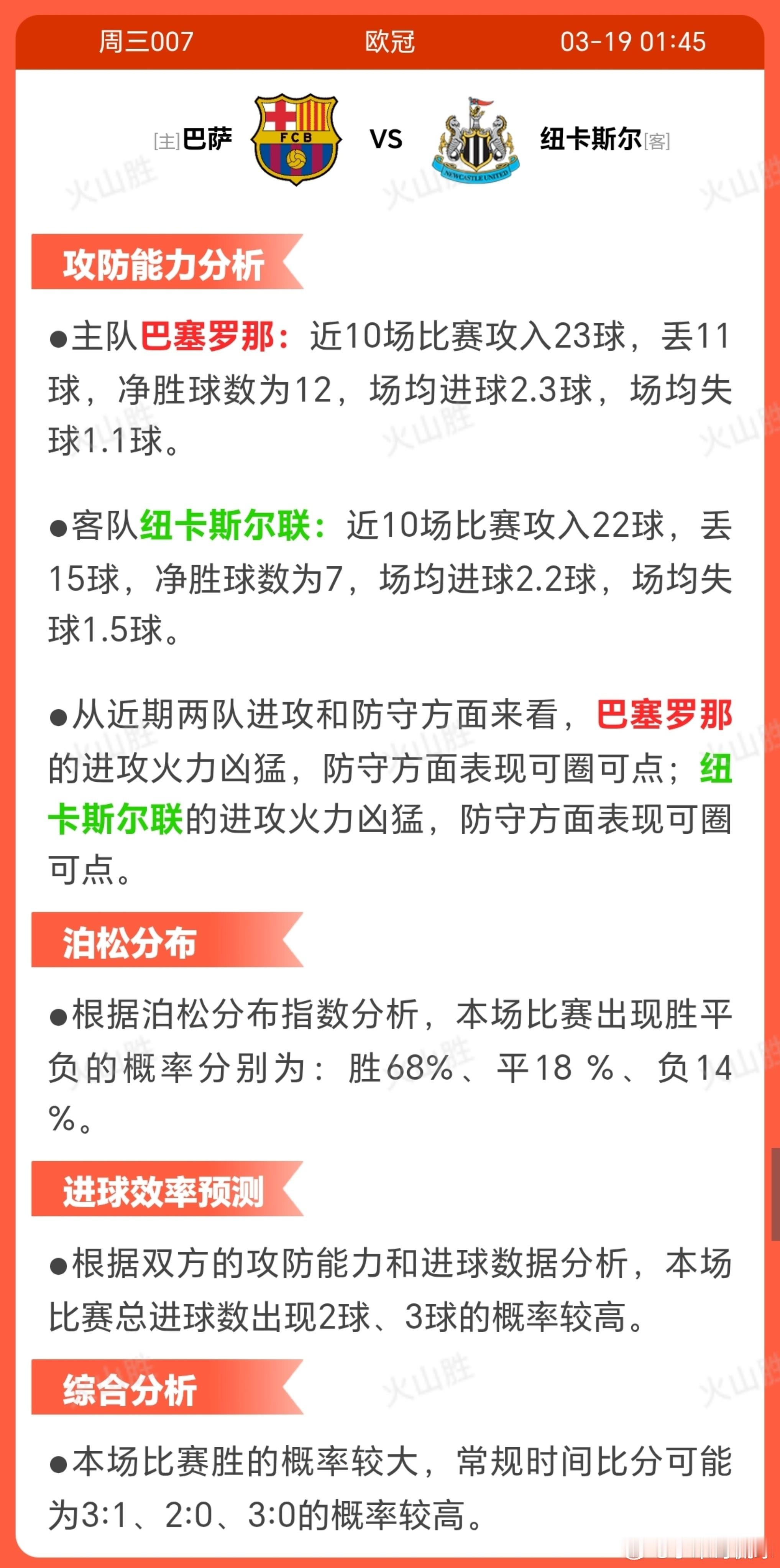 巴萨VS纽卡斯尔联巴塞罗那近期状态稳定(7胜1平2负)，延续了控球主导、边路进攻