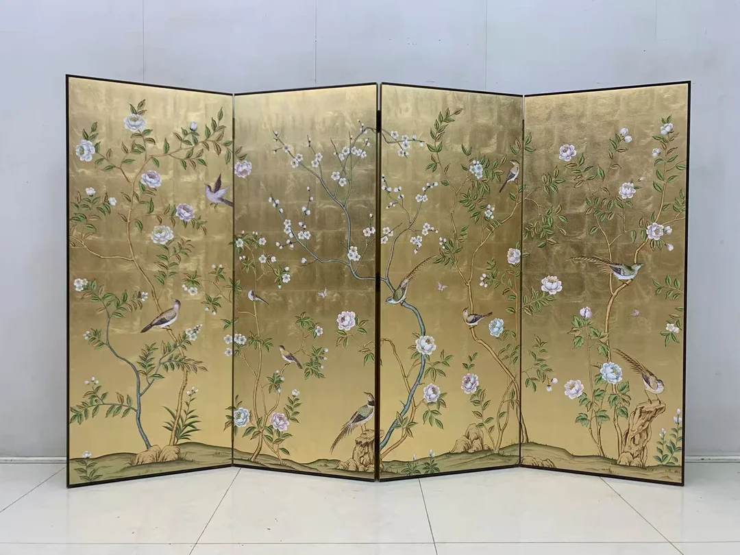金箔墙纸手绘