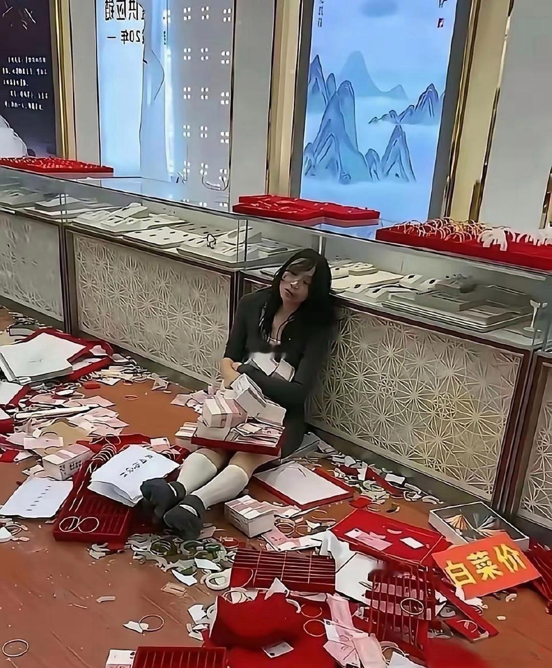 照她这么砸，这得赔多少钱啊 