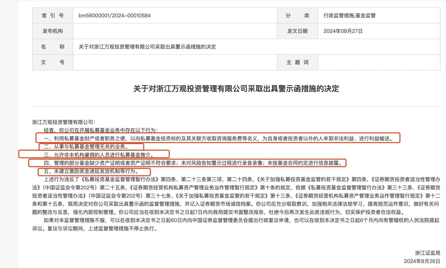 对私募的这五项行为处罚太普遍了，快自查！
