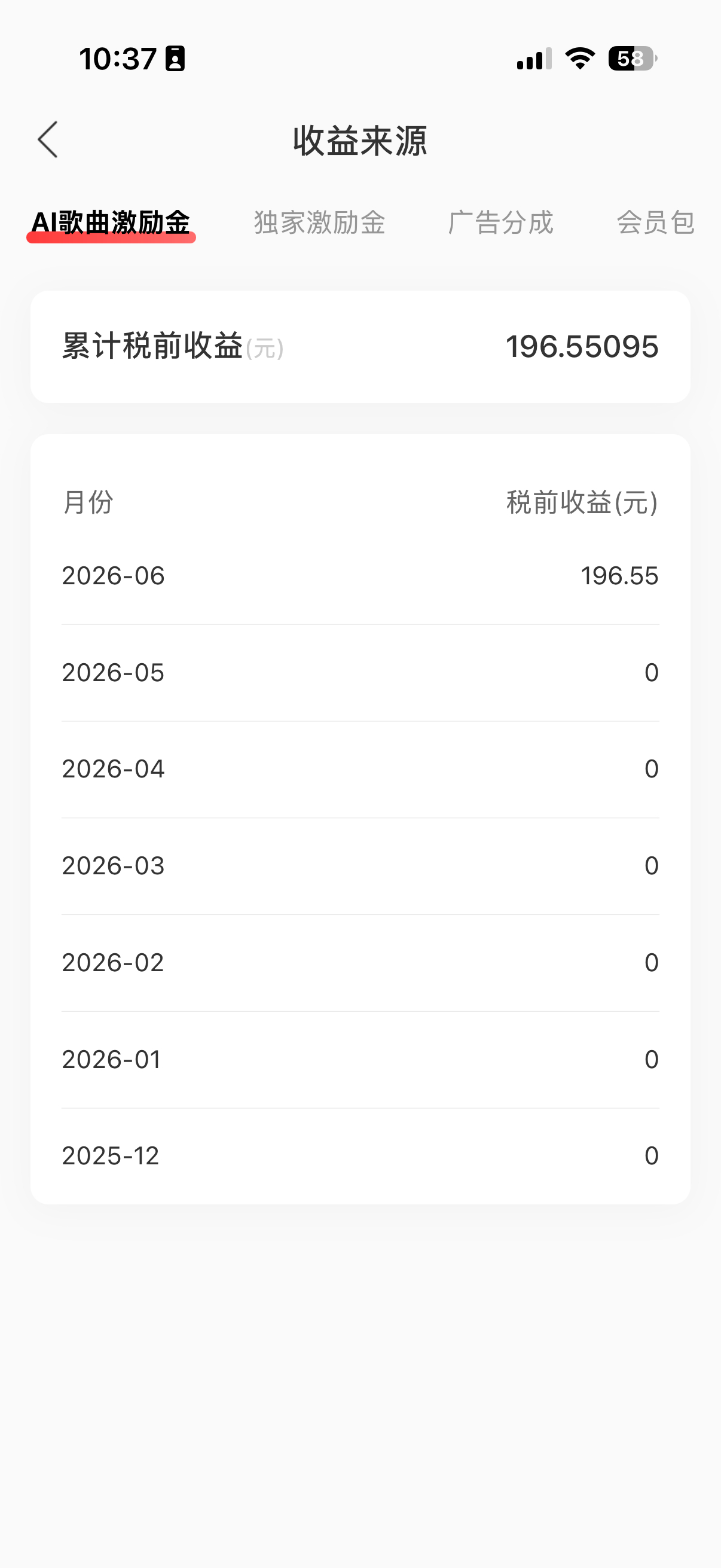 做音乐的第一笔收入呜呜，以后爆款多多。