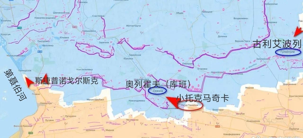 俄军第聂伯集群完全控制了扎波罗热州的小托克马奇卡。这个镇子规模较大，从其郊外几乎