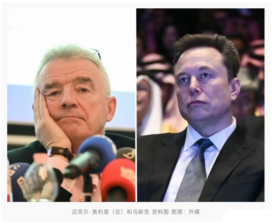 马斯克与瑞安航空CEO对骂硬核互撕！奥利里放话600架飞机绝不装星链，吐槽马斯克