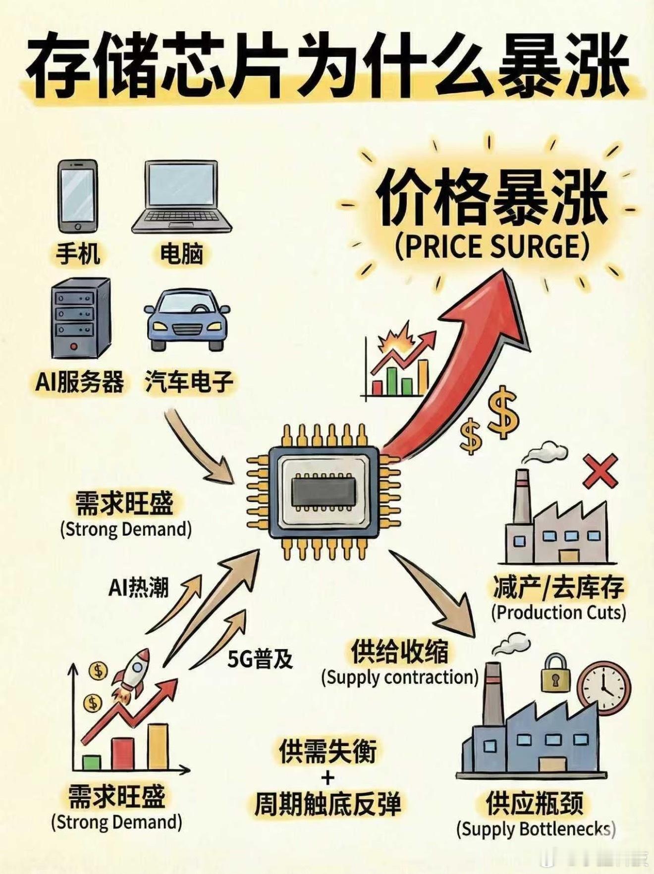 芯片涨价原因内存是两年左右的中期因素，起步看三到五年，就不带慌，2030顶峰相见