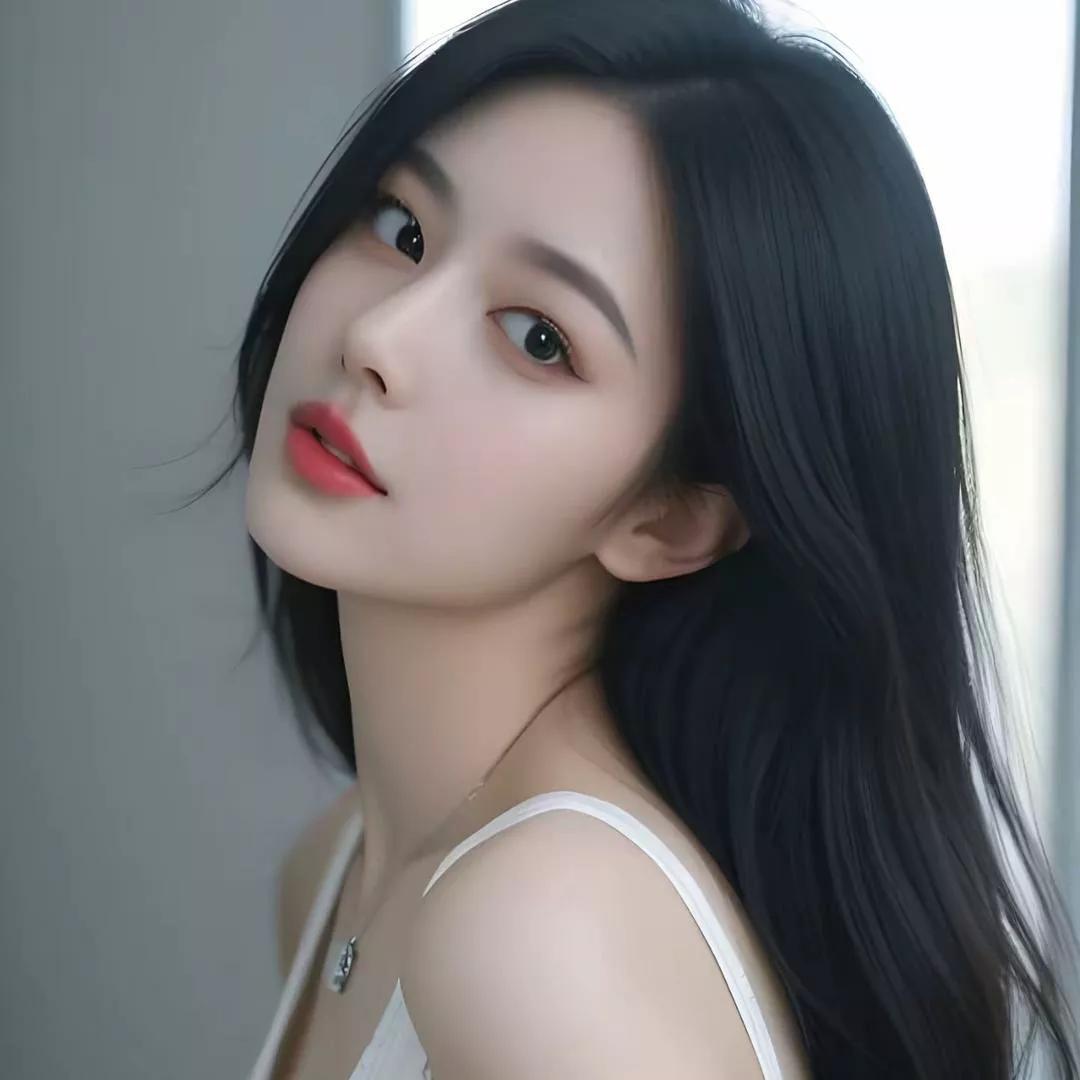 优雅黑发美女，温柔迷人眼神，红唇诱惑，气质动人