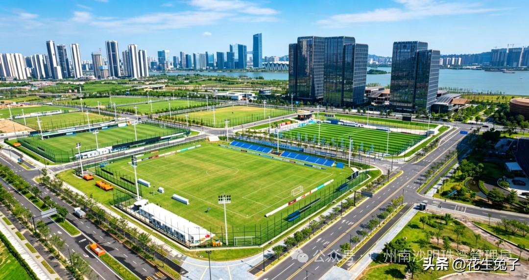 横沥金融岛足球公园完工，10月对外开放。

金融岛足球公园就在南沙国际会展中心的