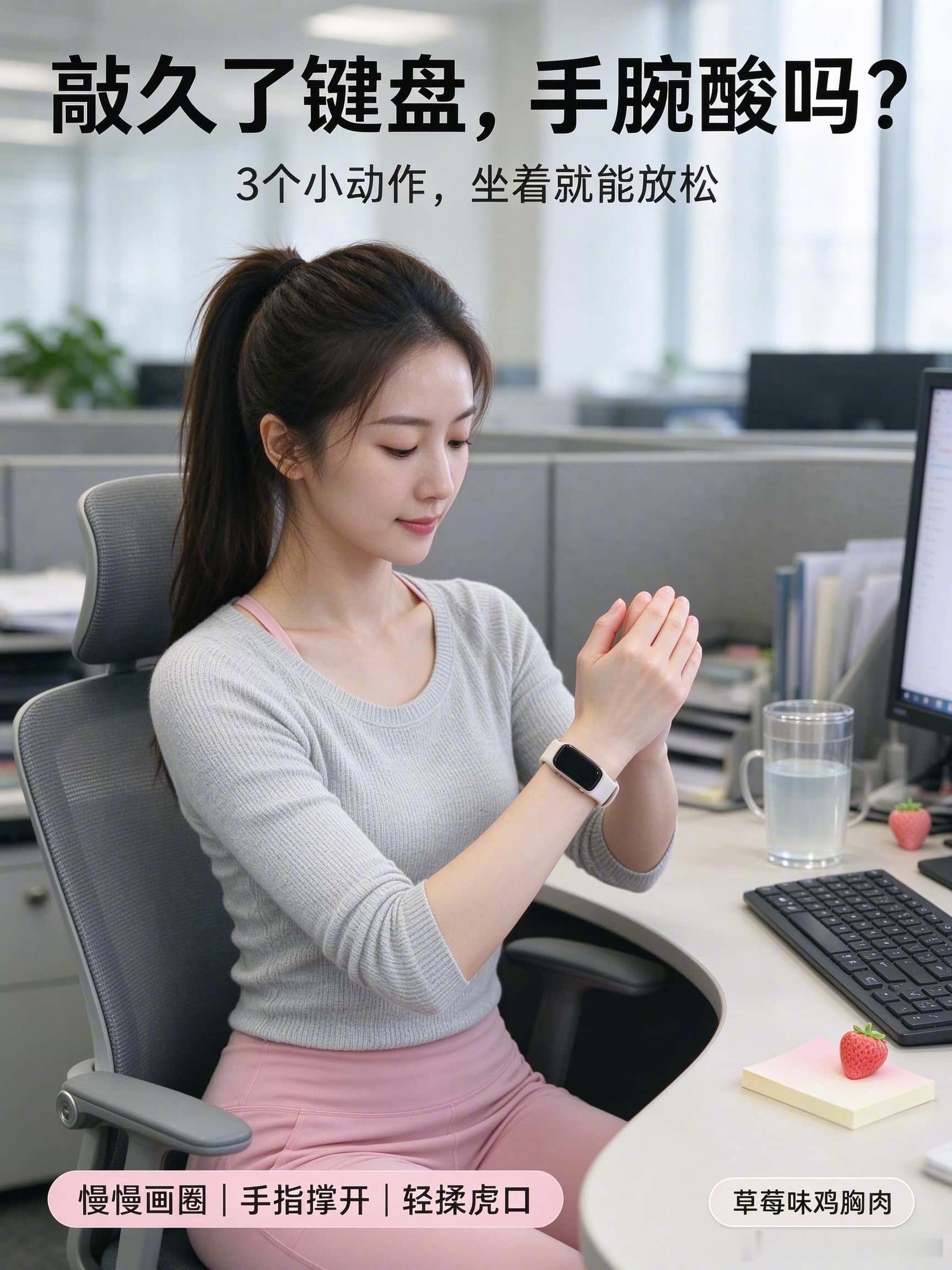 每天敲字点鼠标，手腕又酸又僵的举个手时间久了连手指都发沉，严重的时候握笔都费劲分