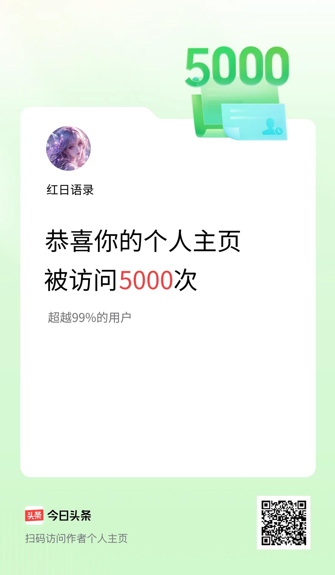 我的头条个人主页被访问5000次啦！